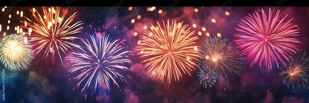 Fototapeta premium Colorful fireworks at major festivals with night lighting