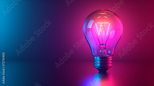 design banner for generic smart bulb glowing with copy space, generative ai photo