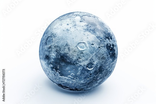 Photo concept of Ariel, a moon of Uranus, exhibiting its cratered surface and icy features against a white background Generative AI