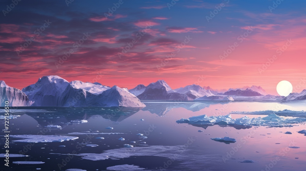 Photorealistic view of the Antarctic horizon Generative AI