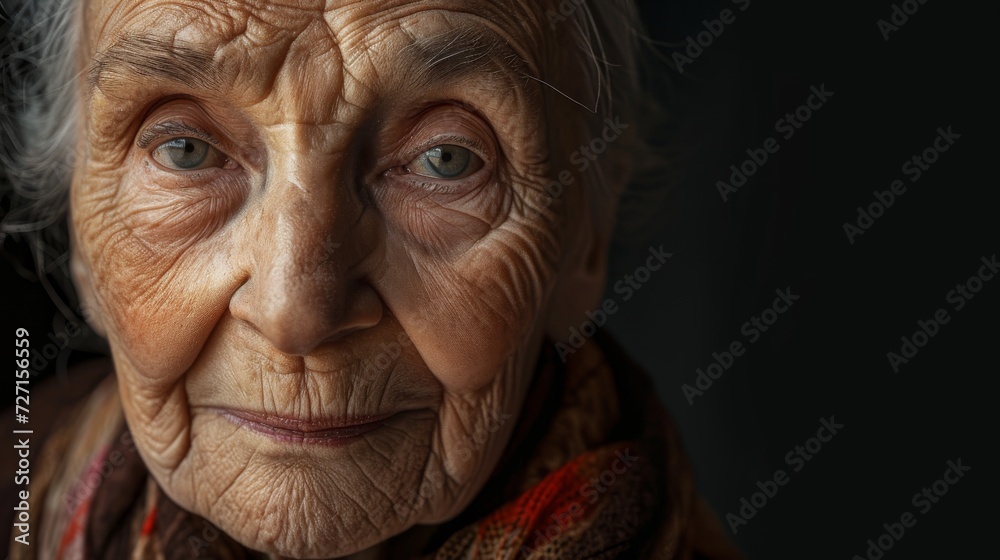 Wrinkled Face of Elderly Woman Depicting Aging and Wisdom, Women Days Wrinkled Face of Elderly Woman Depicting Aging and Wisdom, Women Days