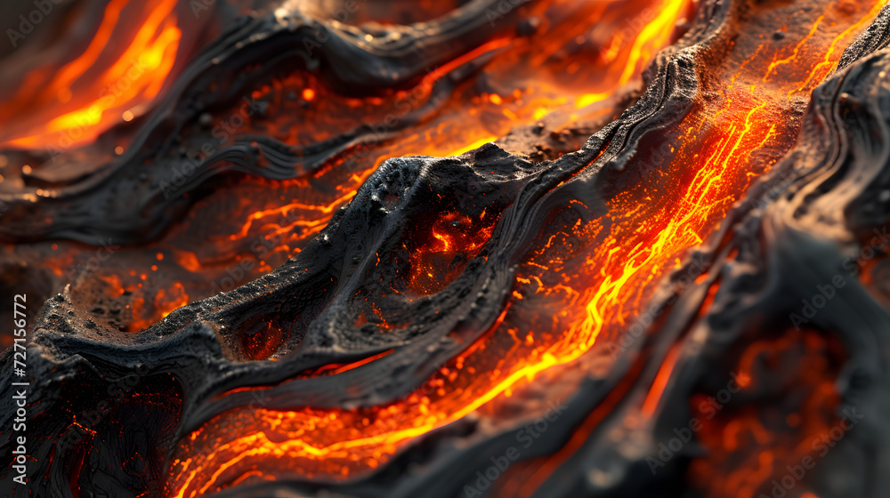 rapidly cooled lava crust creates an abstract