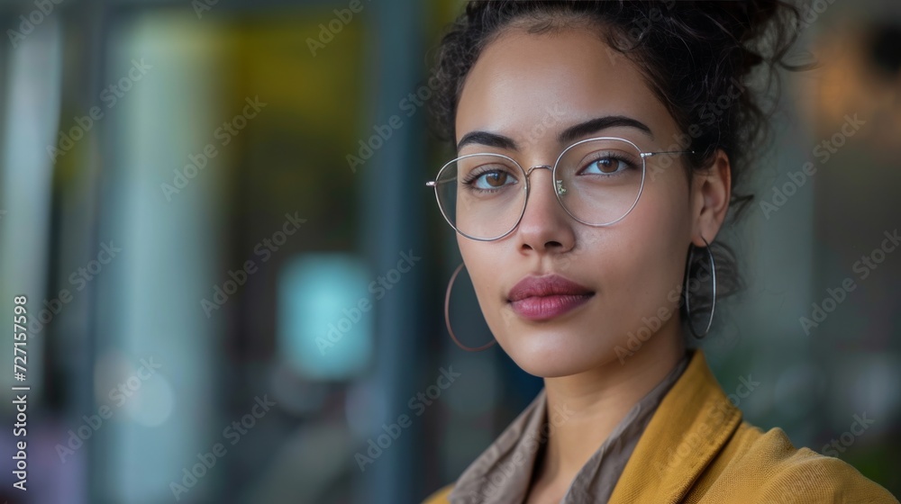 Woman Sitting at Table, Arms Crossed, Concentrated and Focused, Women Days Woman Sitting at Table, Arms Crossed, Concentrated and Focused, Women Days
