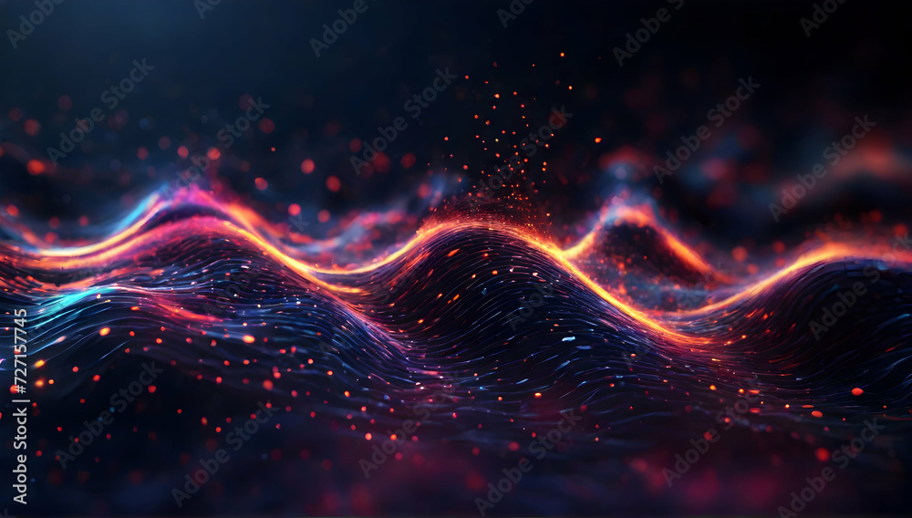 Abstract Waving Particle Technology Background Design. Abstract wave ...