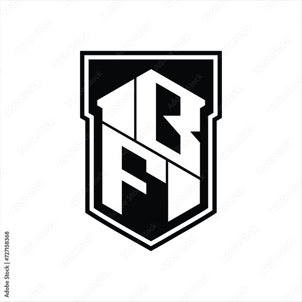 BF Logo monogram hexagon geometric up and down inside shield isolated style design template BF Logo monogram hexagon geometric up and down inside shield isolated style design template