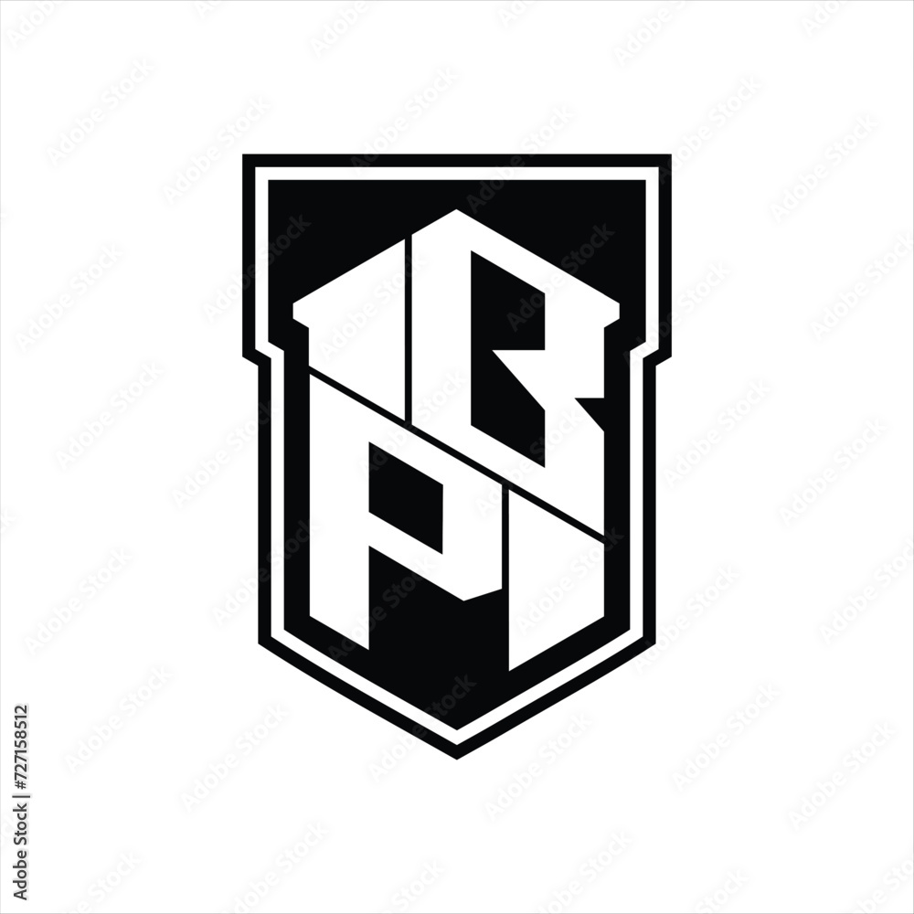 BP Logo monogram hexagon geometric up and down inside shield isolated style design template BP Logo monogram hexagon geometric up and down inside shield isolated style design template