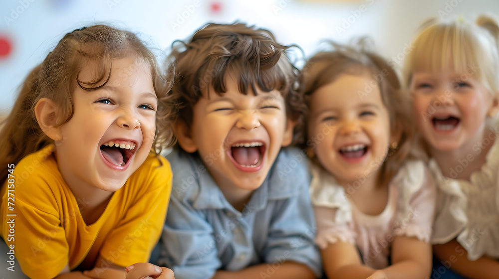 Portrait Of Multi-Cultural Children Hanging Out With Friends In The Countryside Together