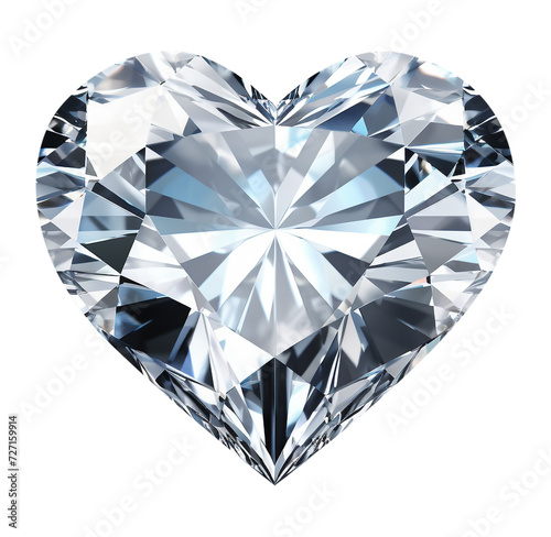 Heart shaped diamond isolated on transparent or white background
