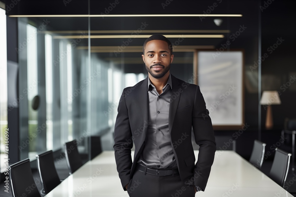 Fototapeta premium Illustration of a fashion portrait, Business man, AI Generated