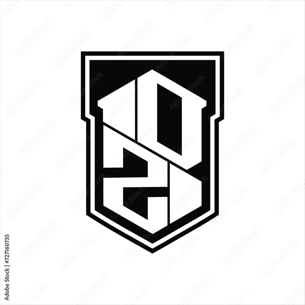 DZ Logo monogram hexagon geometric up and down inside shield isolated style design template DZ Logo monogram hexagon geometric up and down inside shield isolated style design template