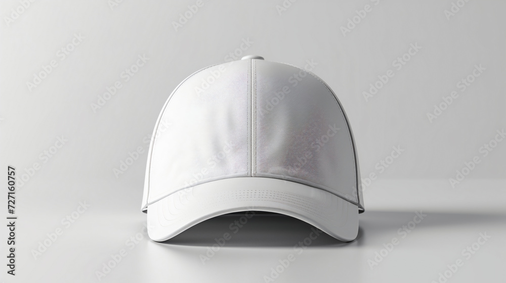 Realistic white baseball cap mockup for branding and corporate identity design. Template on a white background. Generative AI Realistic white baseball cap mockup for branding and corporate identity design. Template on a white background. Generative AI