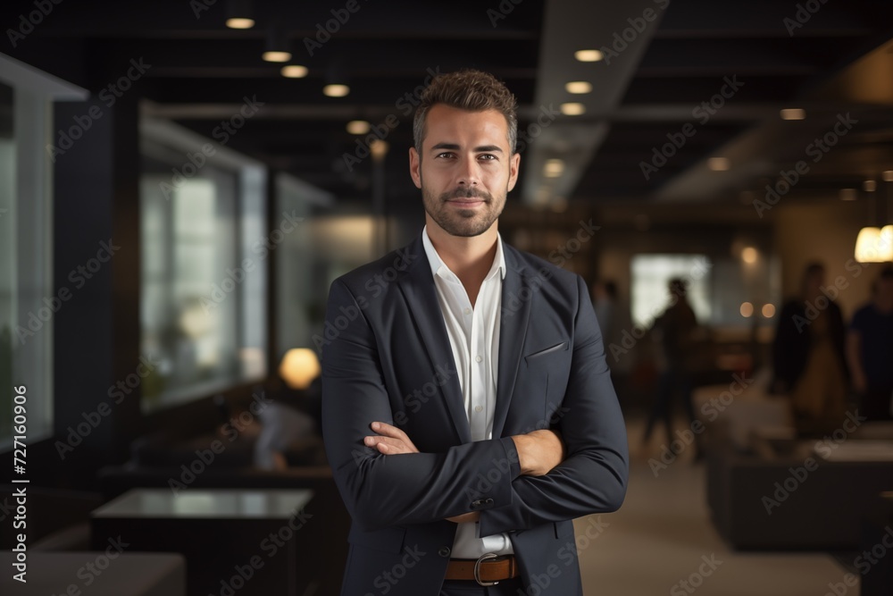 Fototapeta premium Illustration of a fashion portrait, Business man, AI Generated