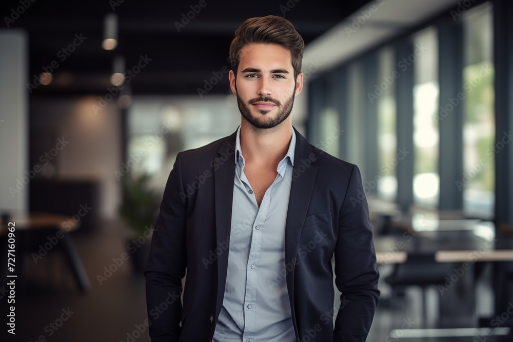 Fototapeta premium Illustration of a fashion portrait, Business man, AI Generated