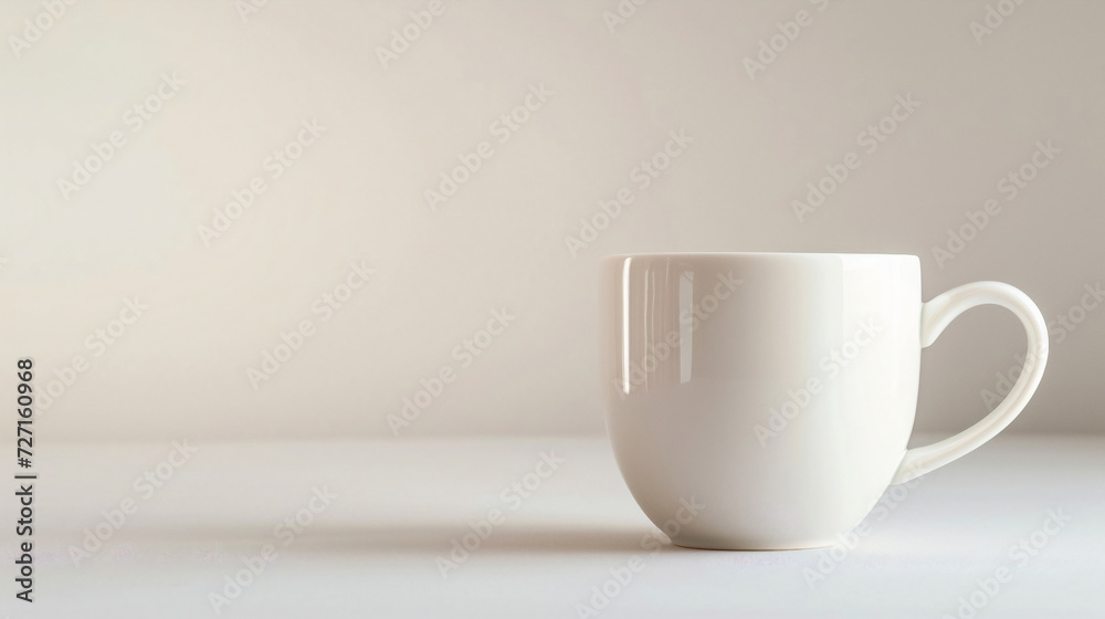 White ceramic coffee cup mockup. Tableware template for hot drinks. Generative AI
