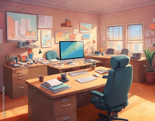 cartoon background office