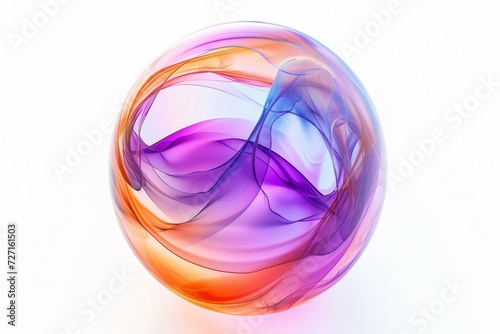 glass ball colored sphere on a white background, 3d illustration
