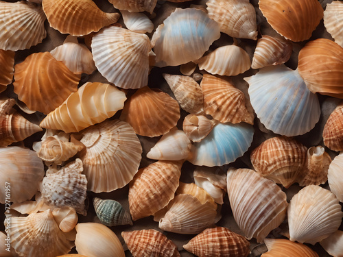 seamless background of colorful shells