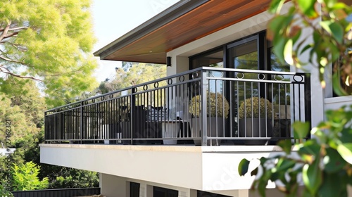 fence. chrome stainless steel fence on balcony