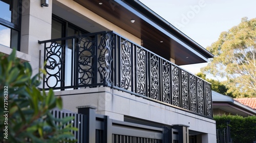 fence. chrome stainless steel fence on balcony