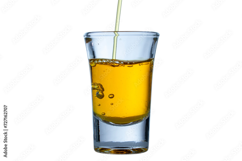 Image of pouring drinking water into a clear glass with bubbles on a white background. Image of pouring drinking water into a clear glass with bubbles on a white background.