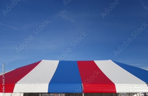 red  white and  blue stripe entertainment or events tent 

