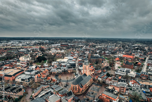 Wintersweik's city center adorned with the hues of autumn, a picturesque blend of urbanity and seasonal charm from a bird's eye view