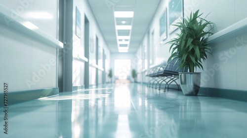 Empty medical facility hospital corridor background  clinic corridor interior scene illustration