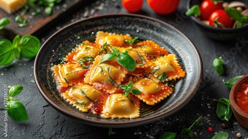 Fototapeta Naklejka Na Ścianę i Meble -  Ravioli pictured on transparent background