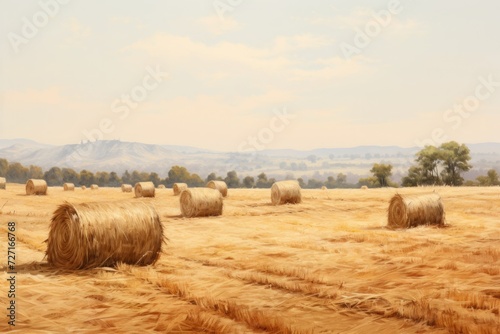 haystacks on the field photo