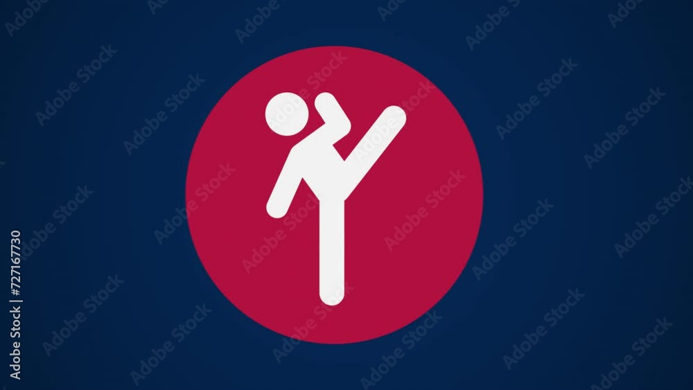 Pictograma de los Juegos Olímpicos de lado izquierda con el deporte taekwondo en fondo azul sin texto. Pictograma de los Juegos Olímpicos de lado izquierda con el deporte taekwondo en fondo azul sin texto.