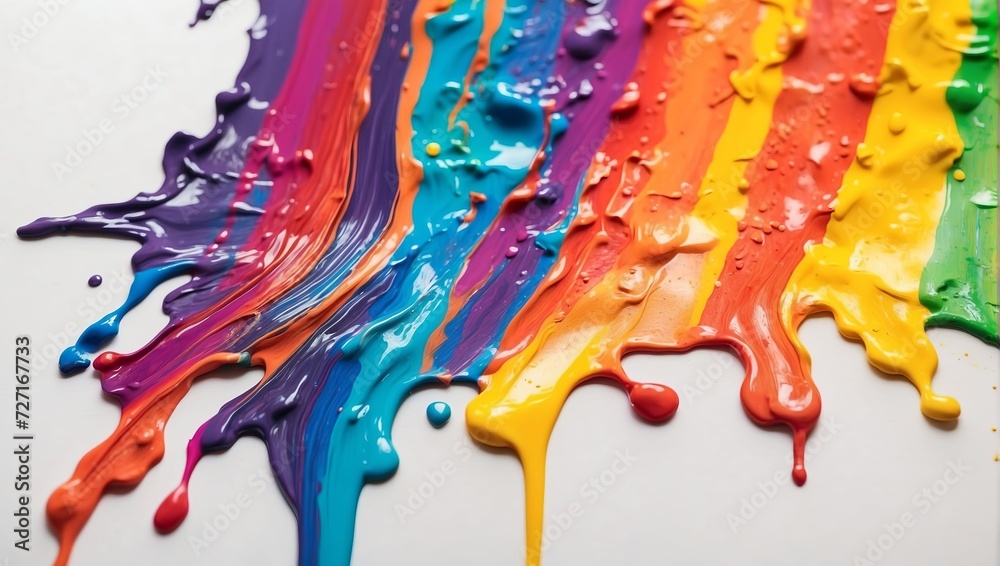 Naklejka premium Rainbow colored paint dripping on white background