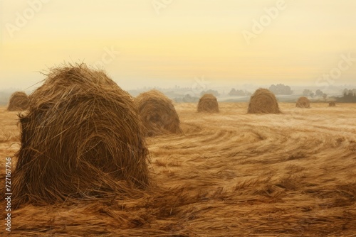 haystacks on the field photo