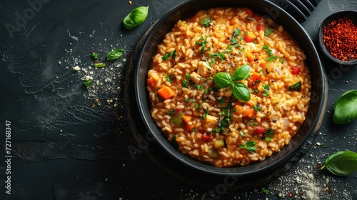 vegetarian risotto with mushrooms photo