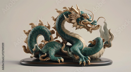 Beautiful green chinese dragon, the symbol of the new year 2024 the year of wellbeing and prosperity © Yulita