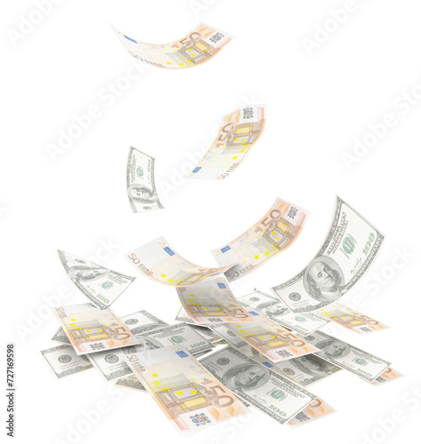 euro dollars money exchange change banknotes currency - 3d rendering