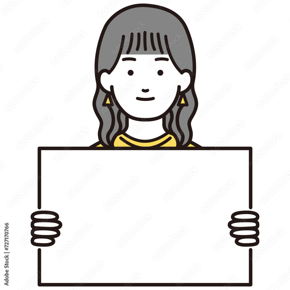ホワイトボードを持つ女性イラスト ホワイトボードを持つ女性イラスト
