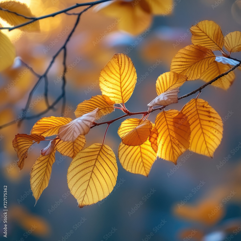 Fototapeta premium Fluttering Edge of Rustling Leaves in Twilight