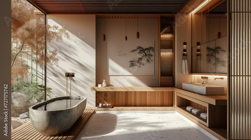 The bathroom in a Japanese tea house hotel.