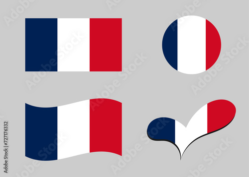 Free Download Flag of France. France flag in heart shape. France flag in circle shape. Country flag variations - GFXLoad