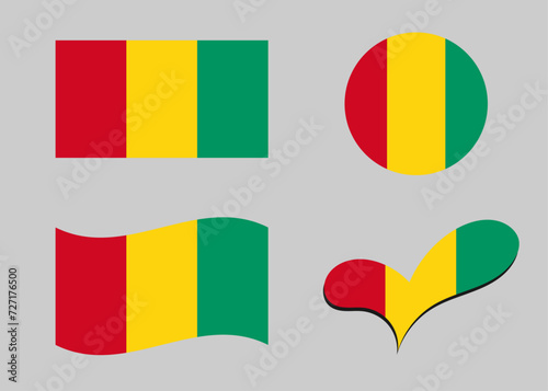 Free Download Flag of Guinea. Guinea flag in heart shape. Guinea flag in circle shape. Country flag variations - GFXLoad