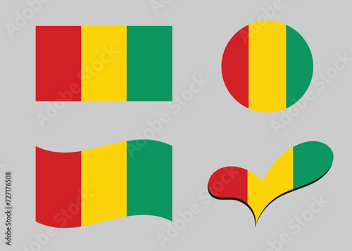Free Download Flag of Guinea. Guinea flag in heart shape. Guinea flag in circle shape. Country flag variations - GFXLoad
