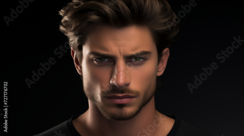 handsome young man portrait, beautiful young persons'  face close up © Ali
