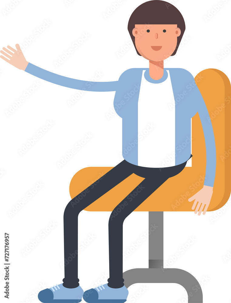 Office Worker Character Sitting on Office Chair
Office Worker Character Sitting on Office Chair