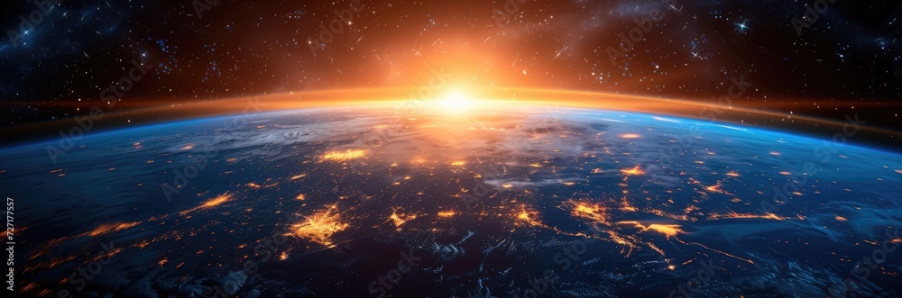 Fototapeta premium A network of satellites orbiting Earth, facilitating global communication and business operations 