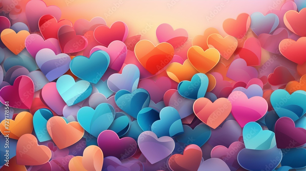 beautiful background with colorful hearts