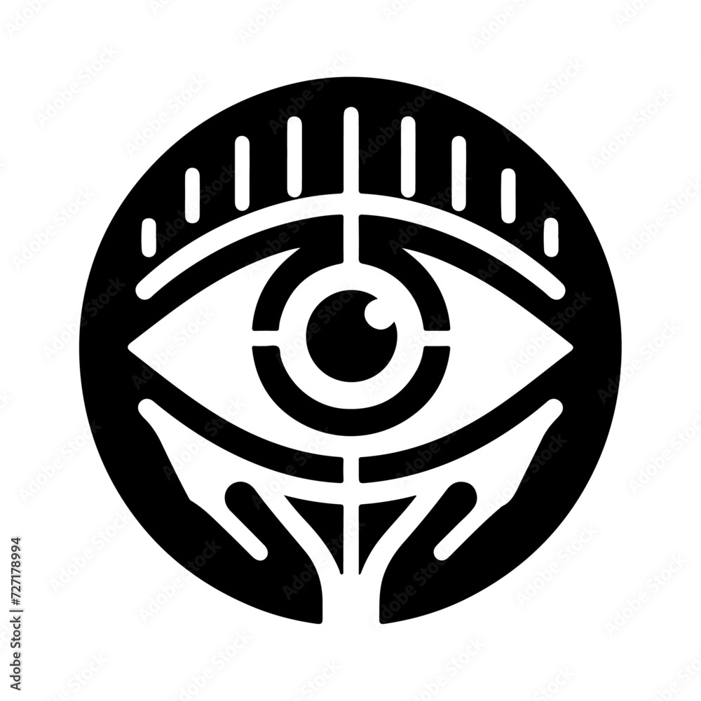 minimal Eye care logo vector icon, flat symbol, black color silhouette minimal Eye care logo vector icon, flat symbol, black color silhouette