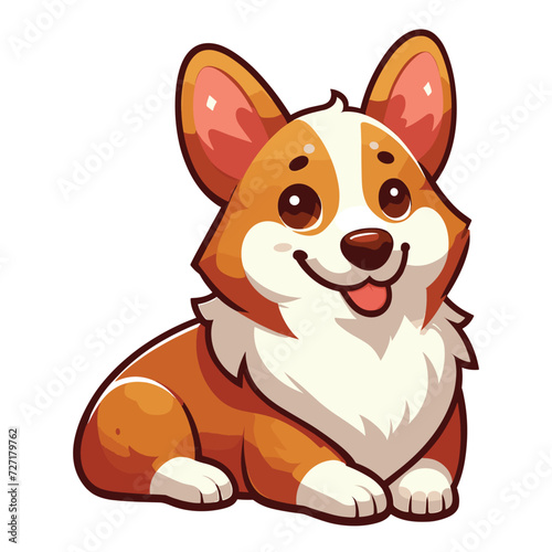 Cute adorable corgi dog cartoon character vector illustration  funny pet animal corgi puppy flat design mascot template isolated on white background