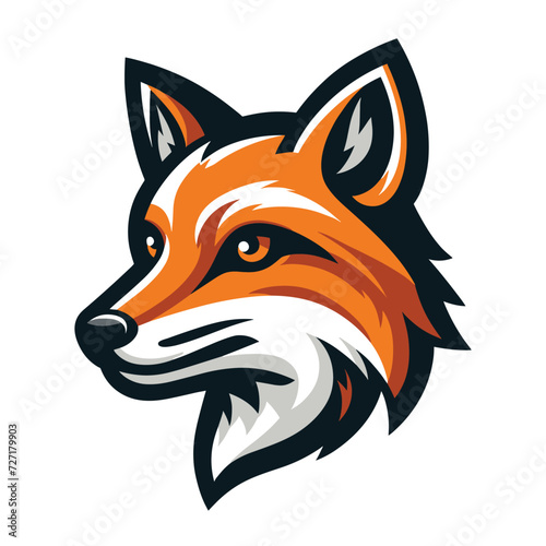 Cute adorable fox head face cartoon character vector illustration, funny wolf foxy flat design template isolated on white background