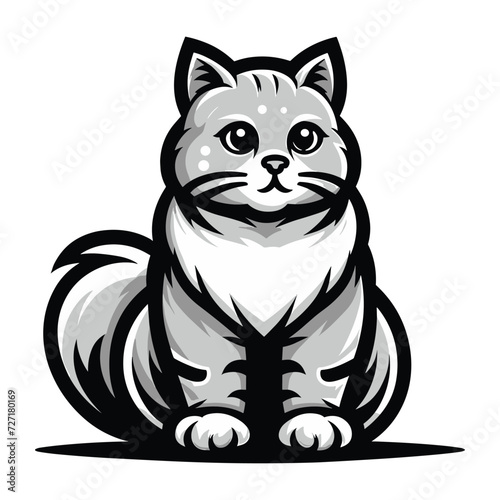 Cute adorable cat cartoon character vector illustration  funny kitty flat design template isolated on white background