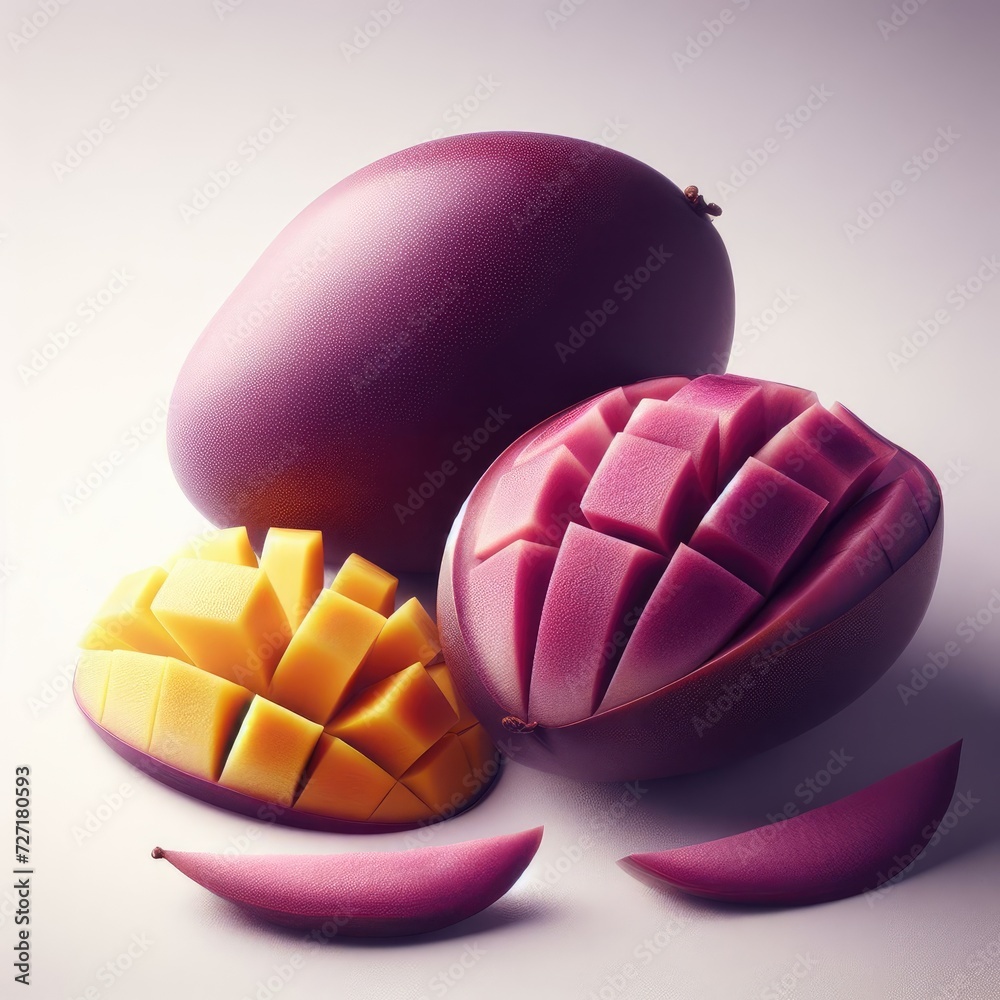 mango fruit with slices of fruit
